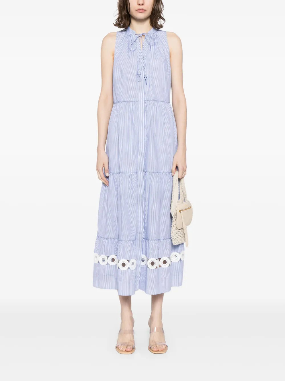 Sachin Babi Positano Pinstripe Pattern Midi Dress