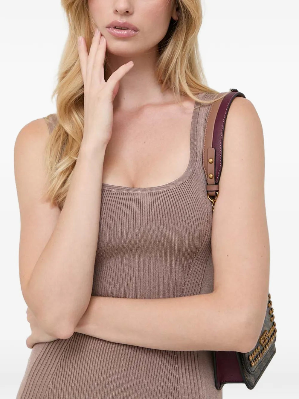 Guess Usa Ribbed Square Neck Mini Dress