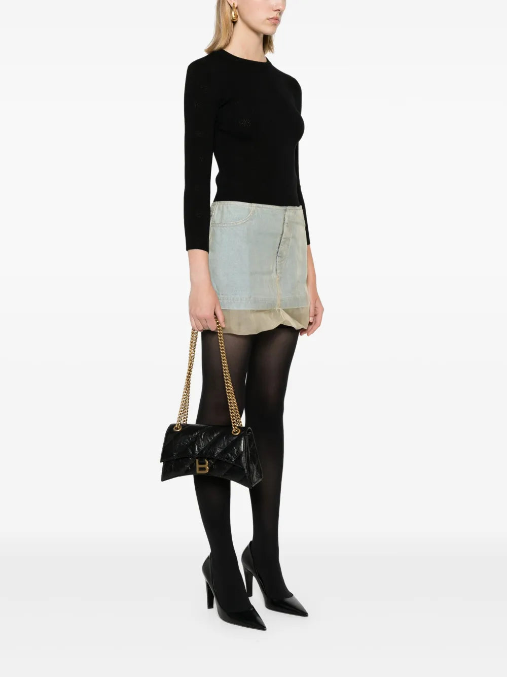 Balenciaga Hourglass Leather Shoulder Bag
