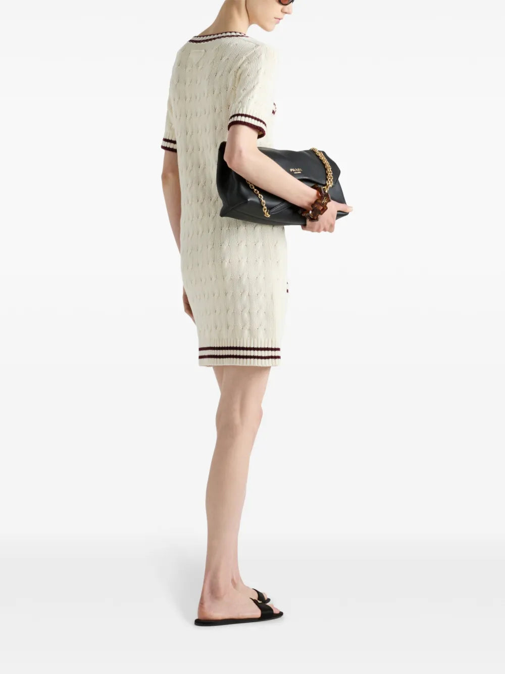 Prada Round Neck Knitted Cotton Mini Dress