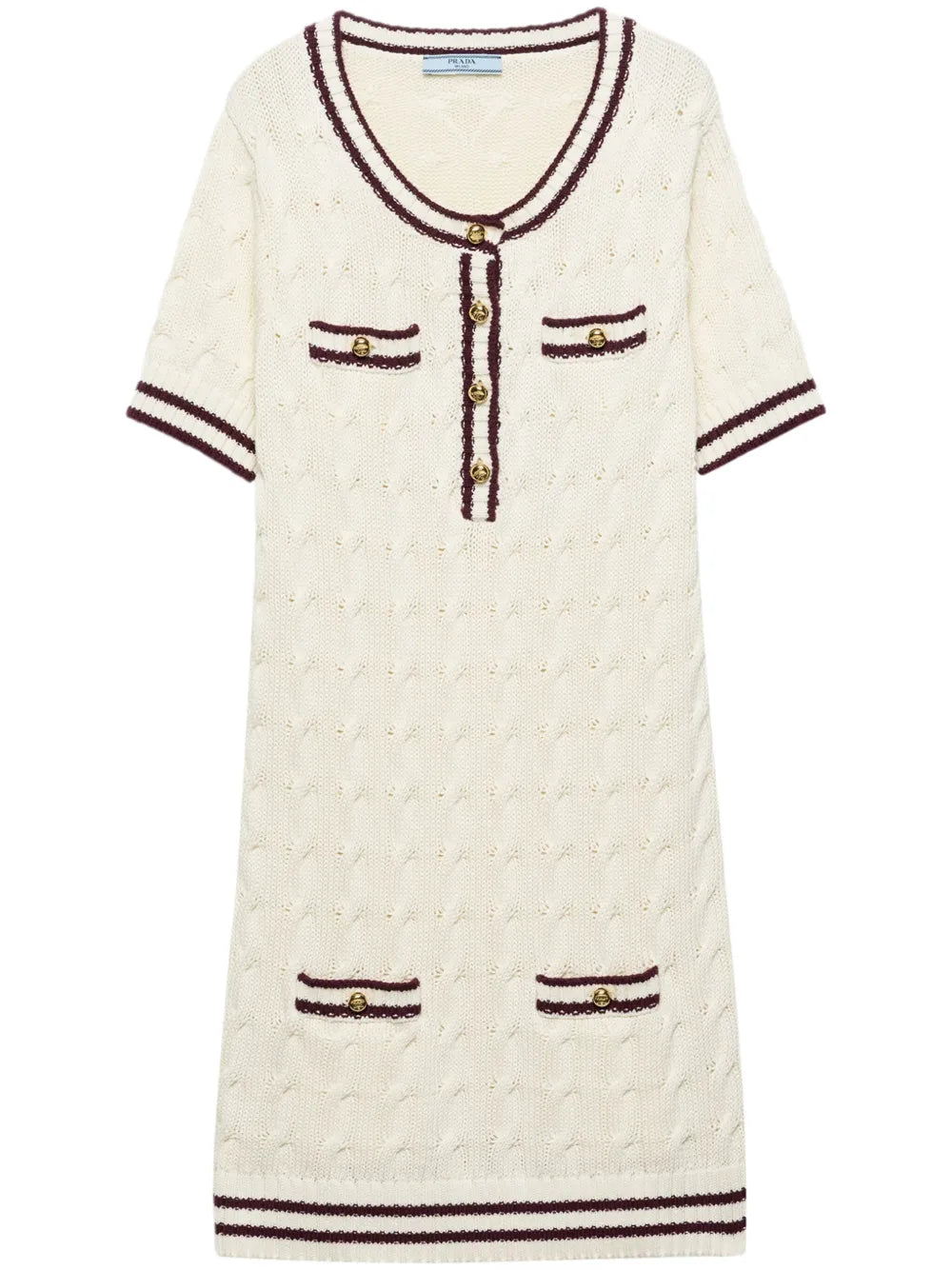 Prada Round Neck Knitted Cotton Mini Dress