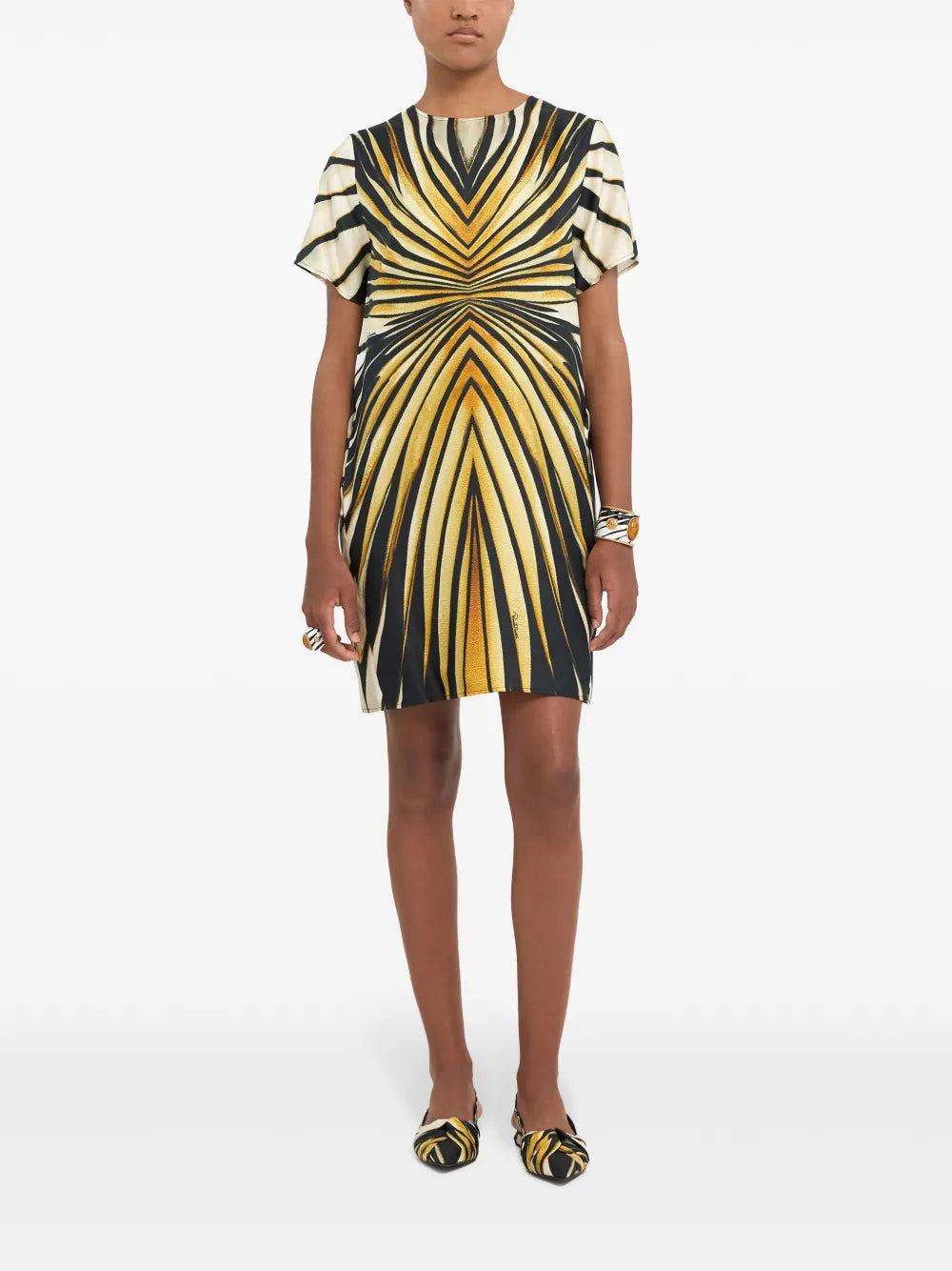 Roberto Cavalli Abstract Print Silk Dress