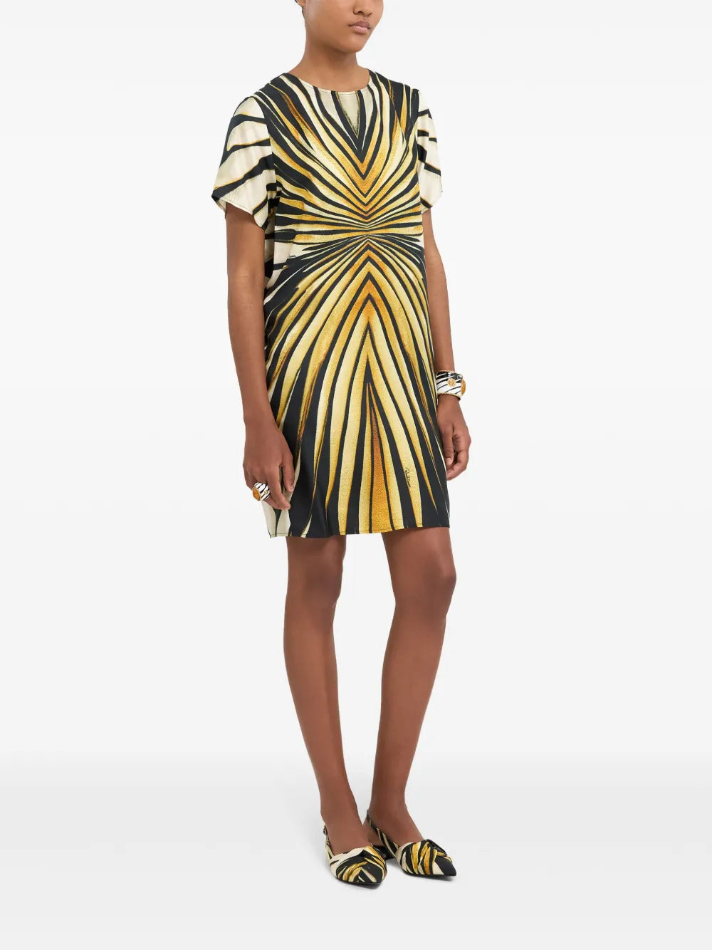 Roberto Cavalli Abstract Print Silk Dress