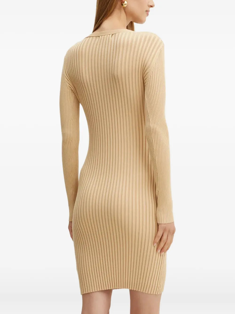 Guess Usa Ribbed V Neck Midi Dress