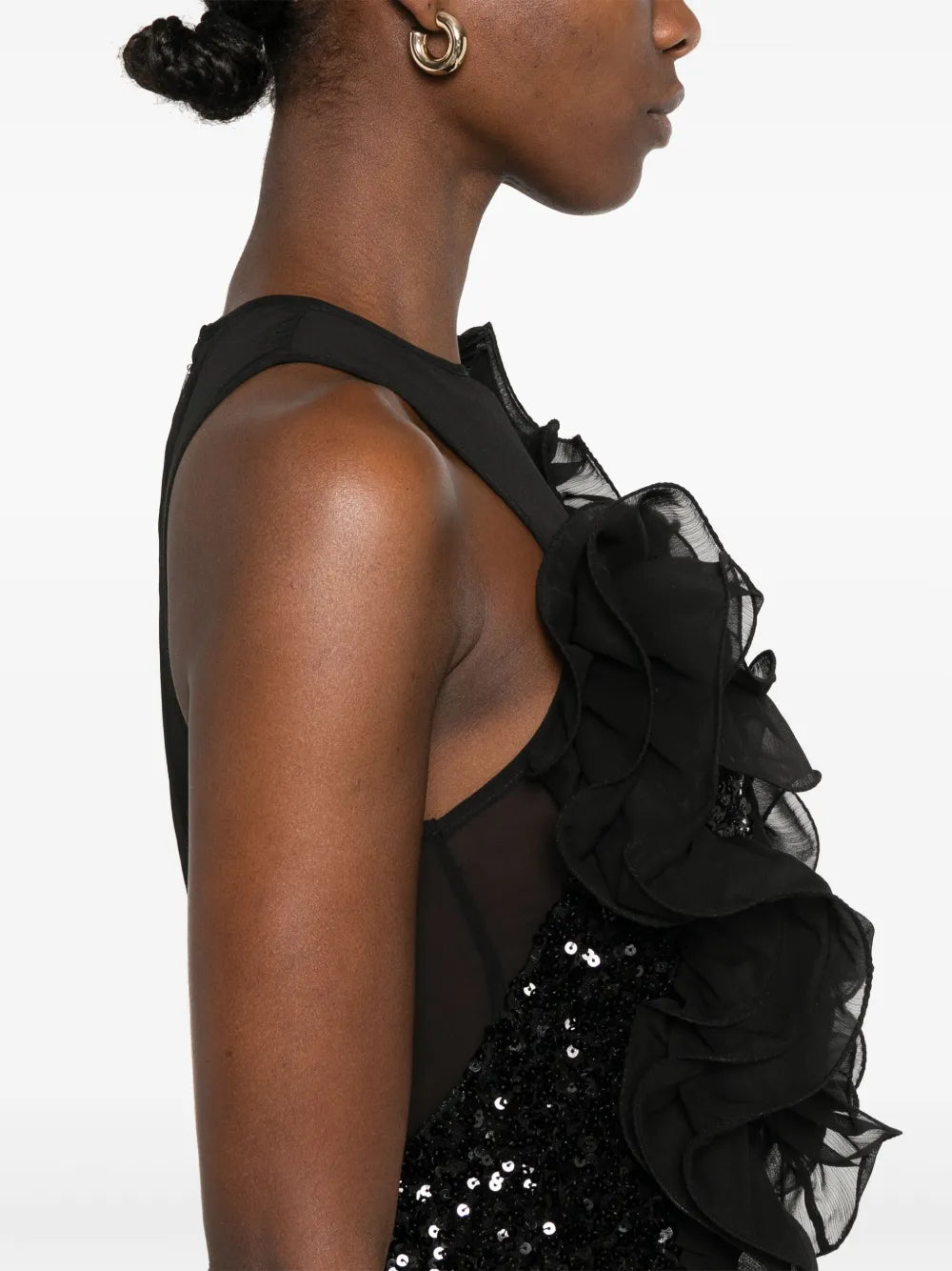 Rotate Birger Christensen Ruffled Detailing Sequinned Midi Dress