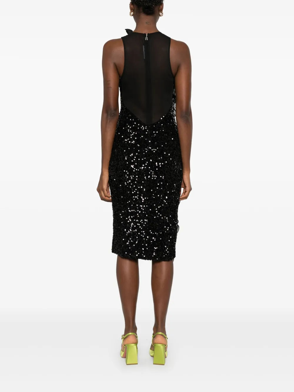 Rotate Birger Christensen Ruffled Detailing Sequinned Midi Dress