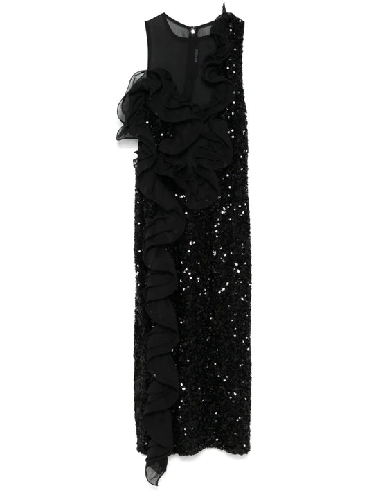 Rotate Birger Christensen Ruffled Detailing Sequinned Midi Dress