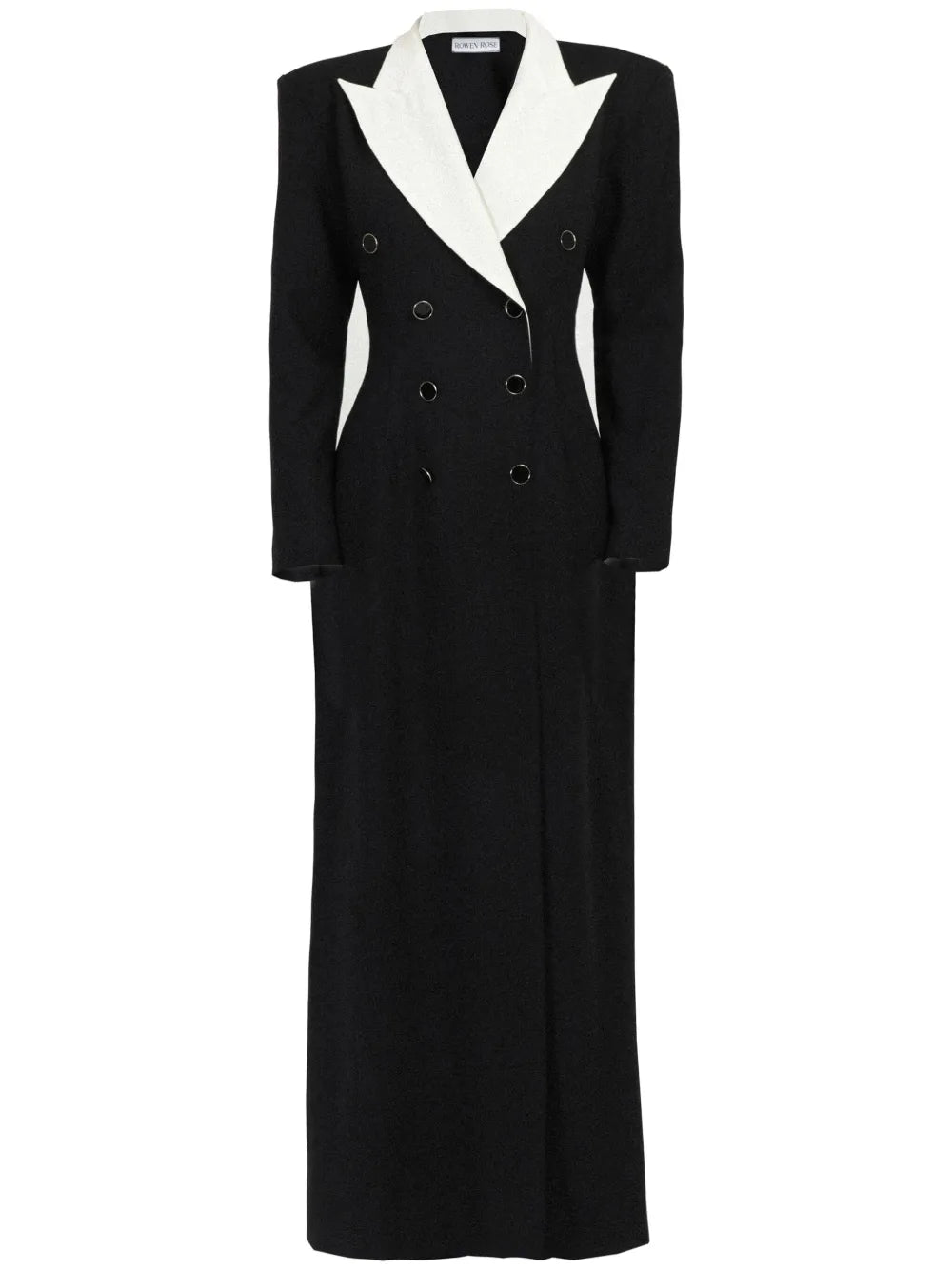 Rowen Rose Contrasting Collar Tuxedo Maxi Dress