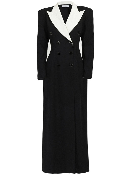 Rowen Rose Contrasting Collar Tuxedo Maxi Dress