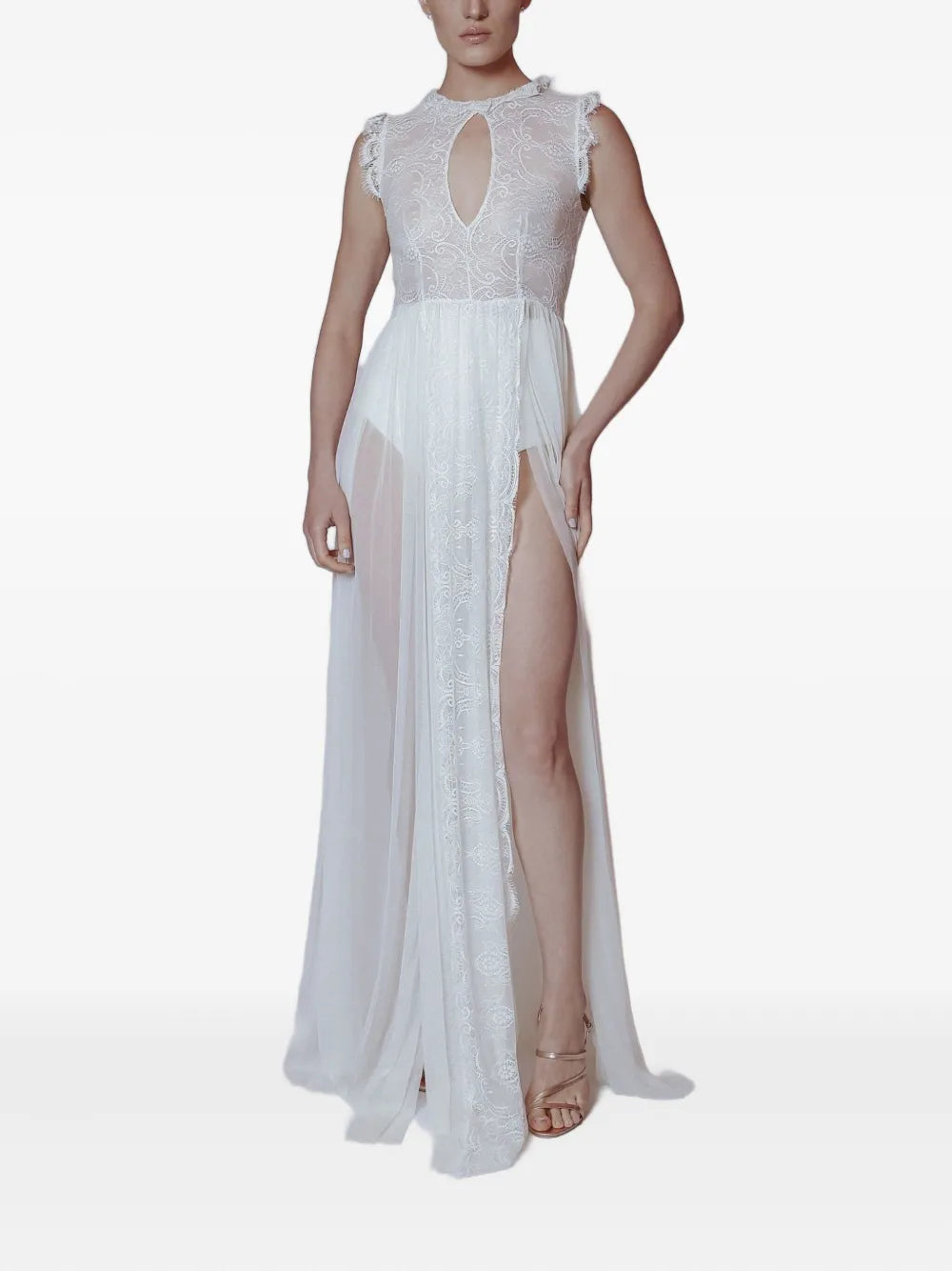 Lethicia Bronstein Lace Pattern Keyhole Dress