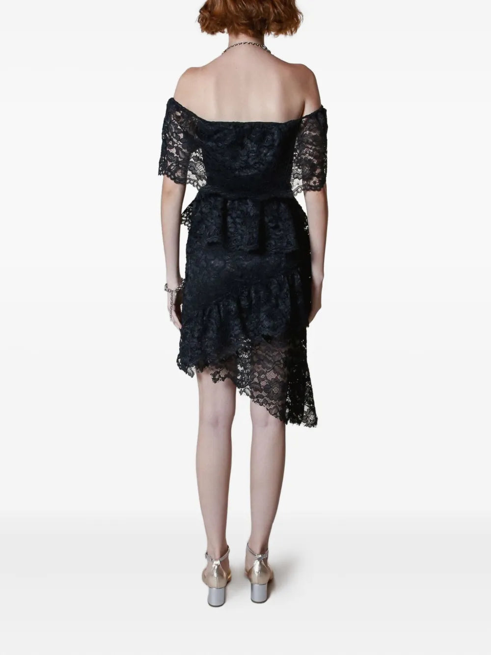 Lethicia Bronstein Bellini Off Shoulder Ruffled Lace Dress