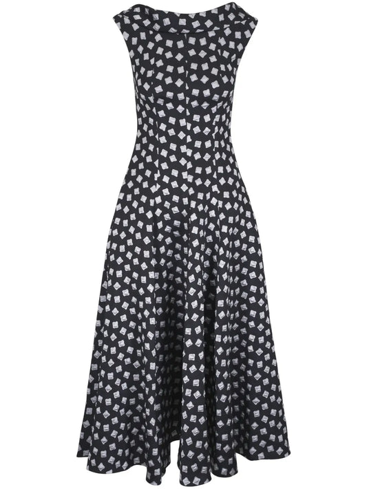 Talbot Runhof Geometric Print Dress