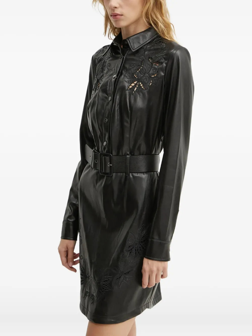 Guess Usa Floral Cut Out Belted Mini Dress