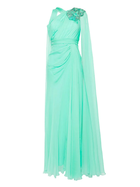 Zuhair Murad Bead Embellished Chiffon Gown