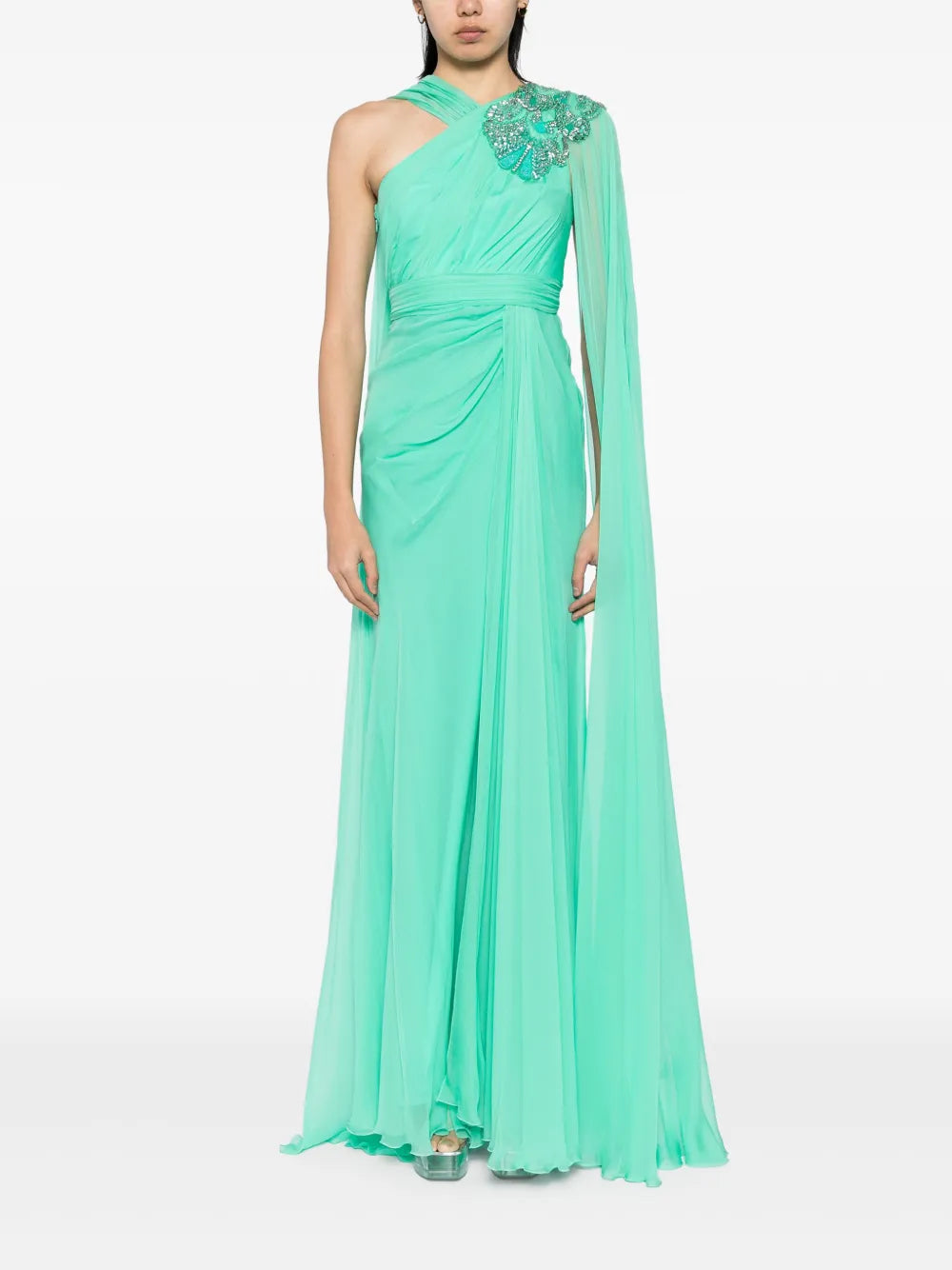Zuhair Murad Bead Embellished Chiffon Gown