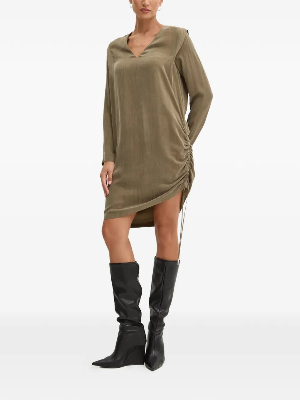 Boss V Neck Gathered Dress