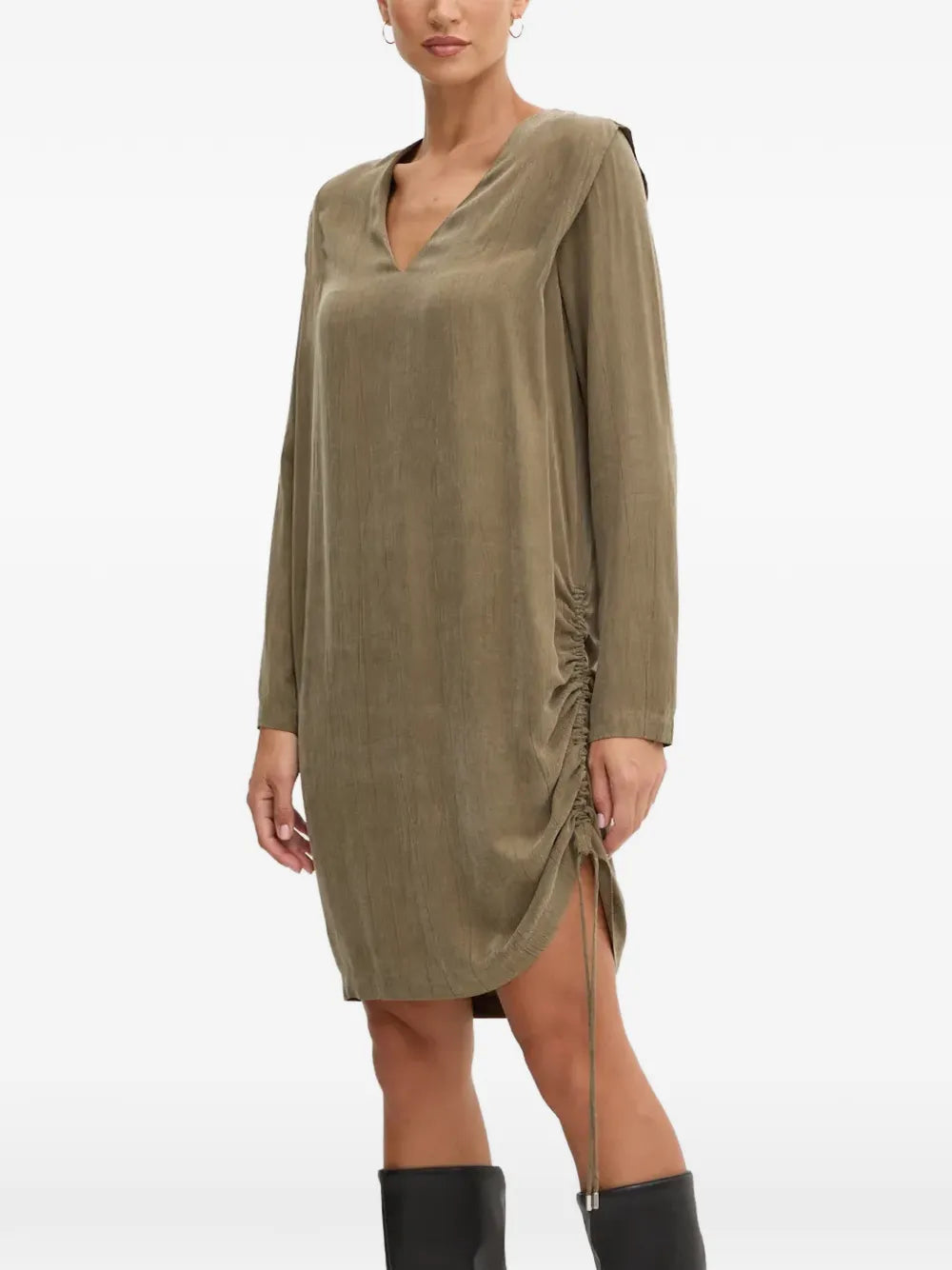 Boss V Neck Gathered Dress