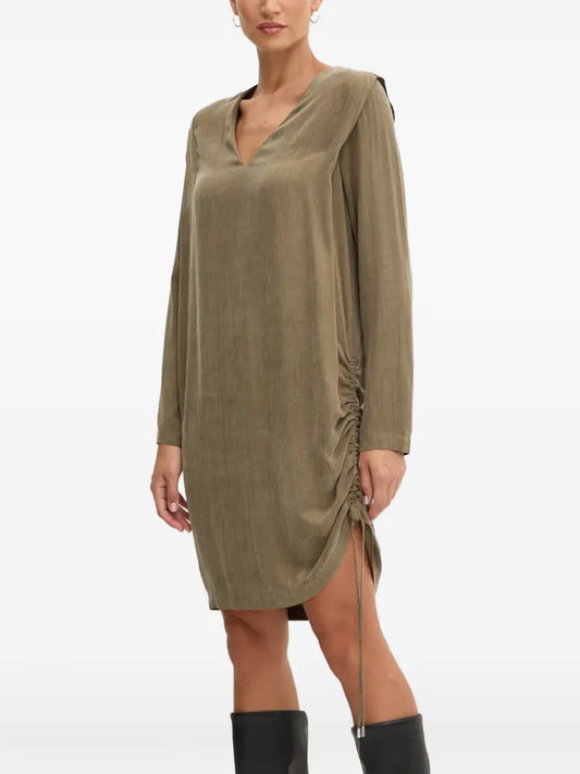 Boss V Neck Gathered Dress
