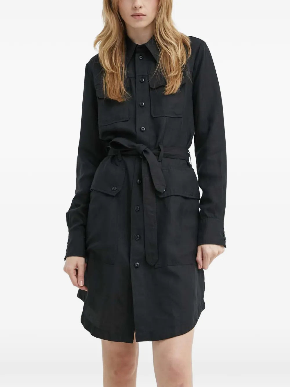 G Star Raw Button Up Belted Mini Dress
