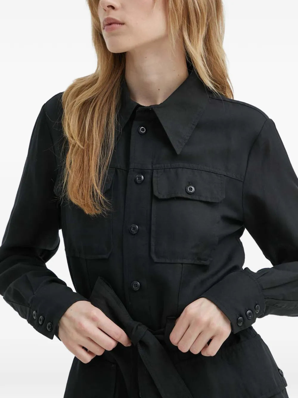 G Star Raw Button Up Belted Mini Dress