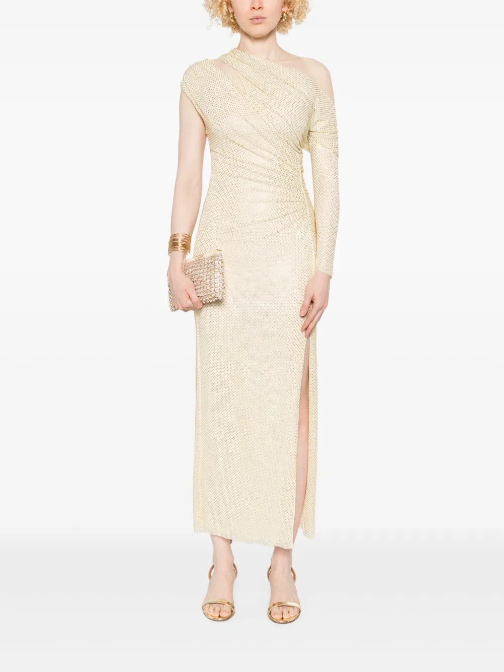 Self Portrait Rhinestone Embellished Gathered Gown