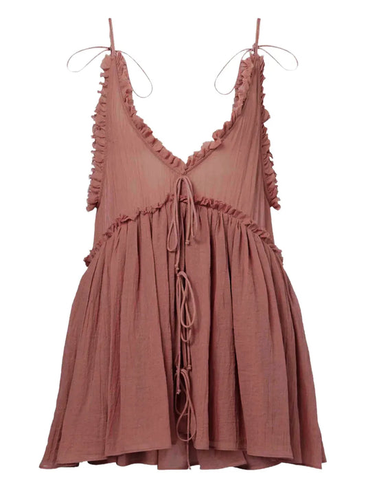 The Attico Ruffled Tie Mini Dress