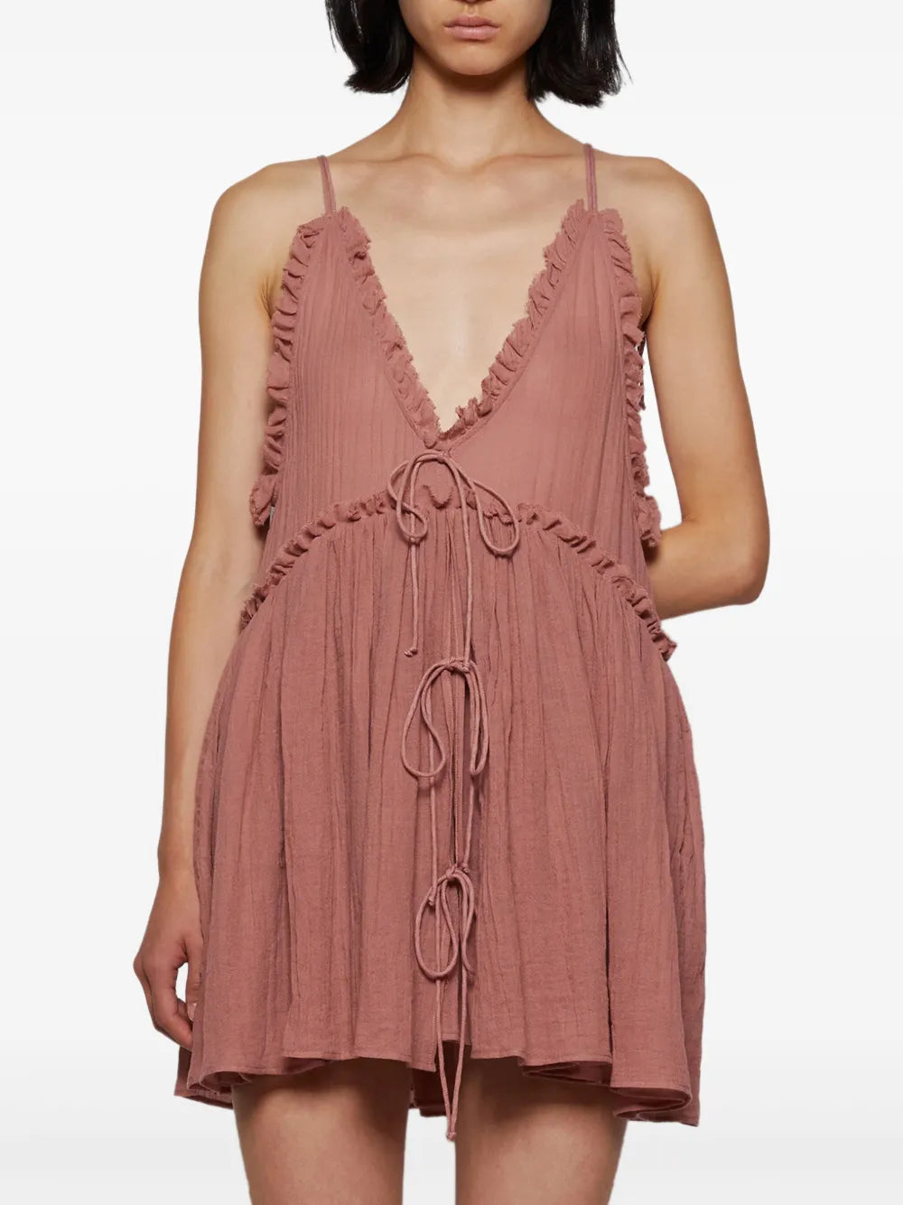The Attico Ruffled Tie Mini Dress