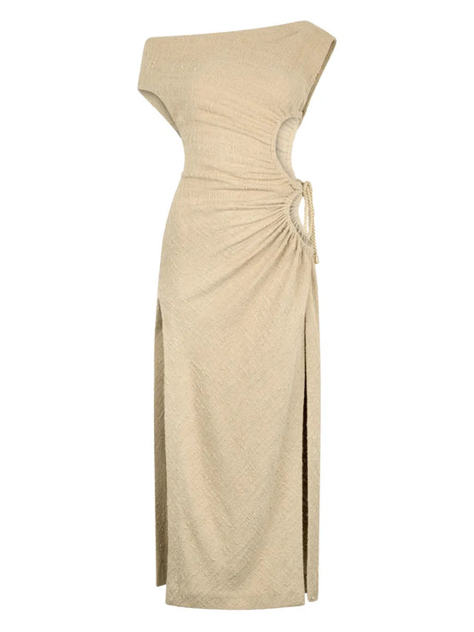 Roberto Cavalli Asymmetric Neck Midi Dress