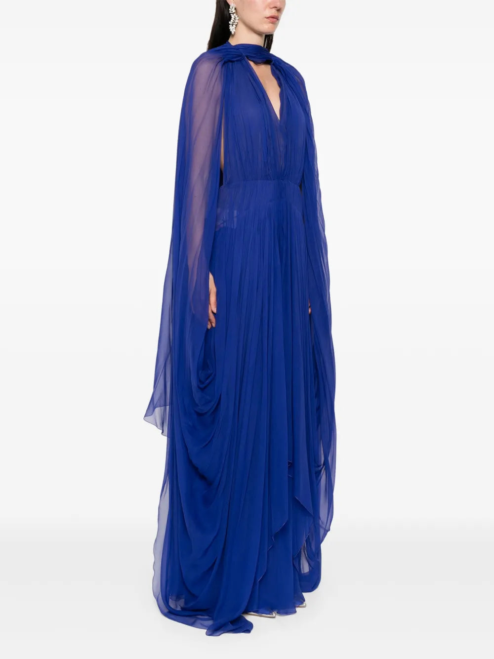 Alberta Ferretti Cape Insert Maxi Dress