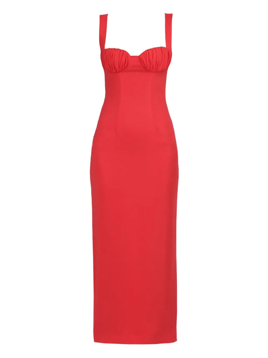 Rowen Rose Gathered Detail Sleeveless Midi Dress