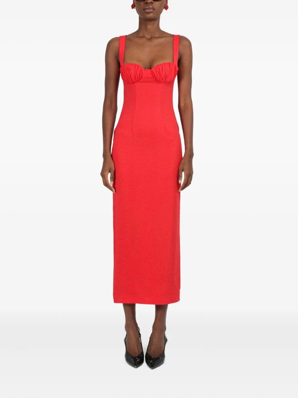 Rowen Rose Gathered Detail Sleeveless Midi Dress
