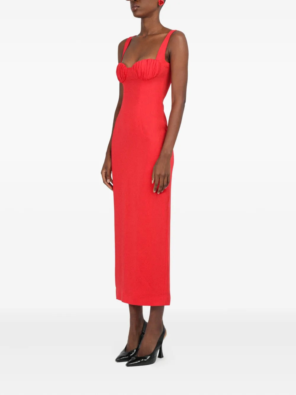 Rowen Rose Gathered Detail Sleeveless Midi Dress