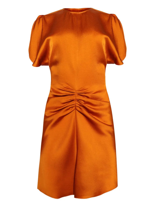 Victoria Beckham Gathered Puff Sleeve Mini Dress