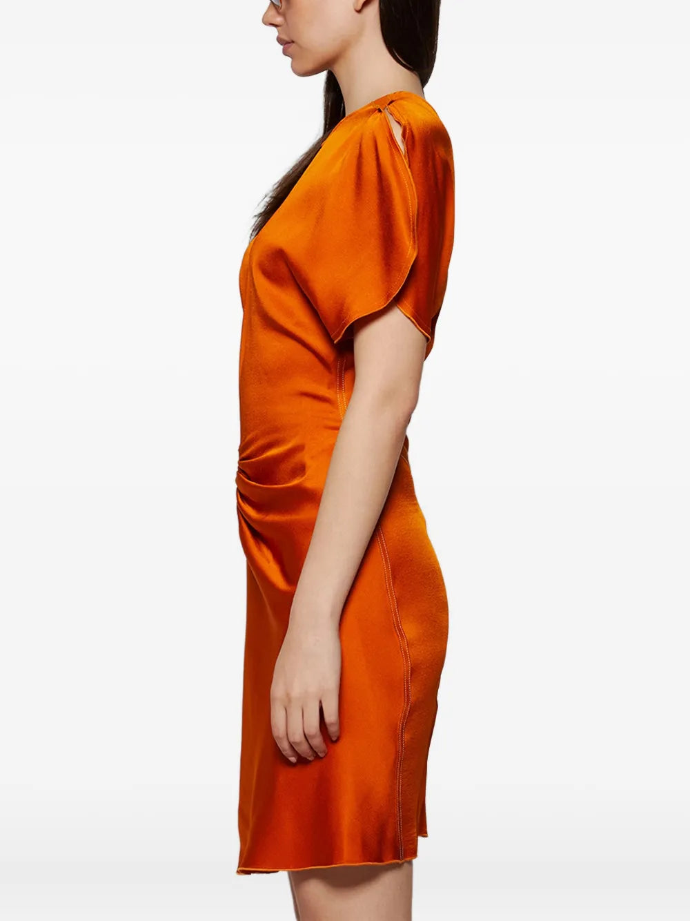 Victoria Beckham Gathered Puff Sleeve Mini Dress