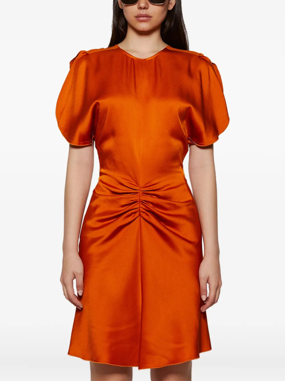 Victoria Beckham Gathered Puff Sleeve Mini Dress