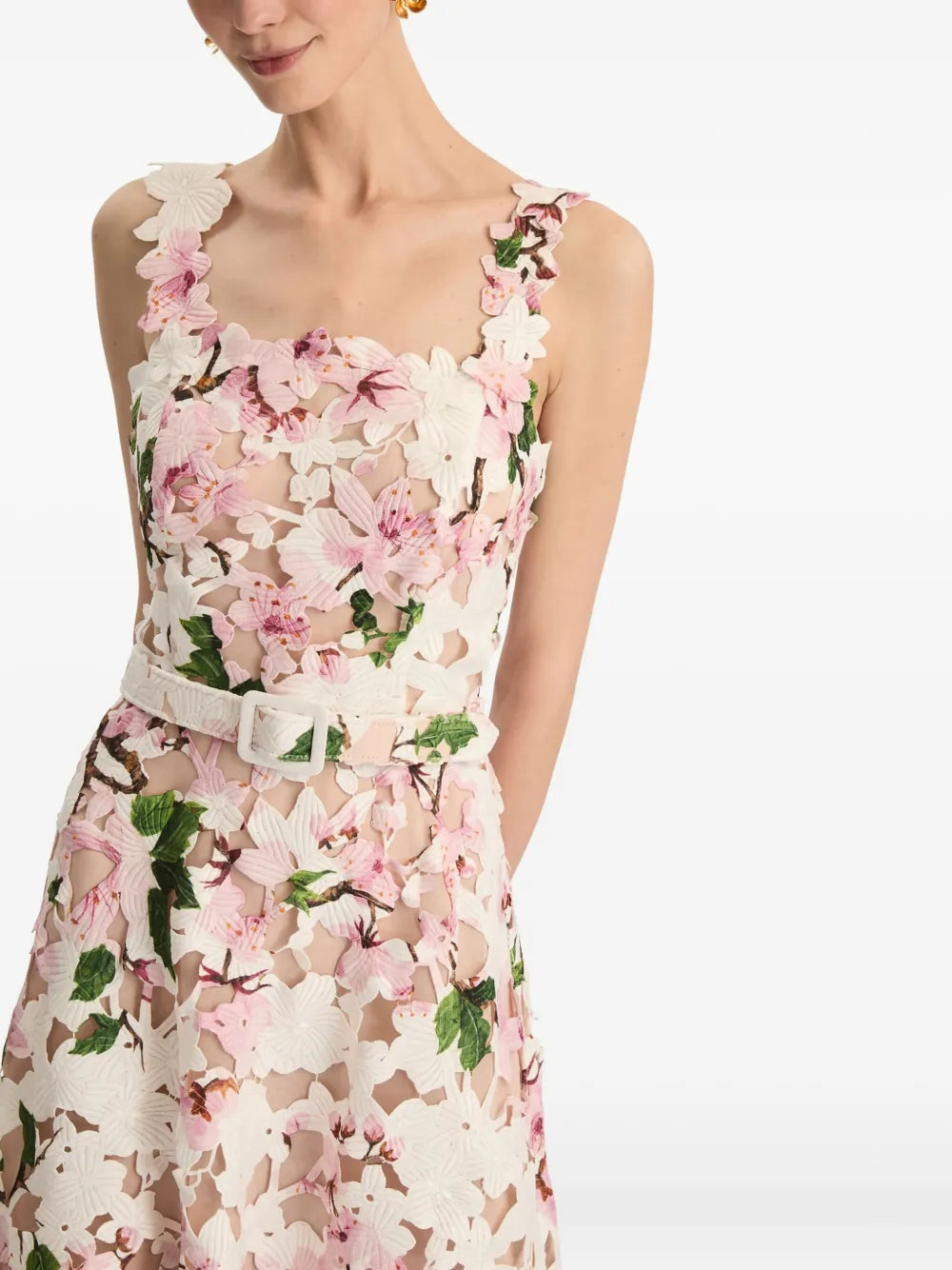 Oscar De La Renta Cherry Blossom Guipure Dress