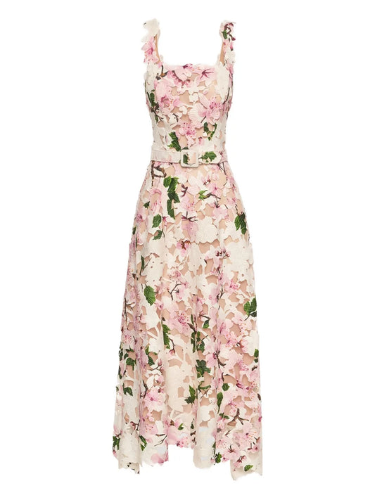 Oscar De La Renta Cherry Blossom Guipure Dress