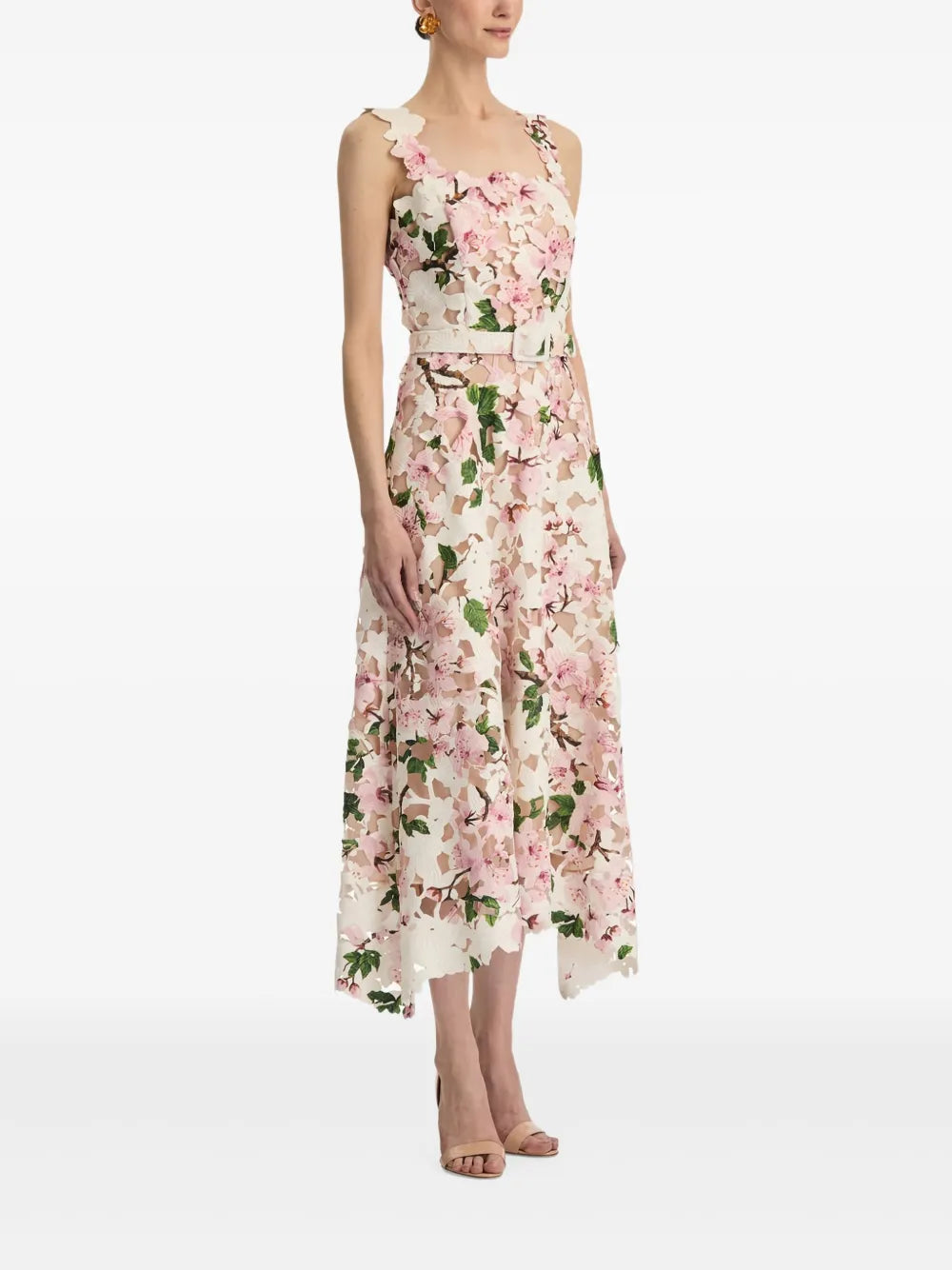 Oscar De La Renta Cherry Blossom Guipure Dress