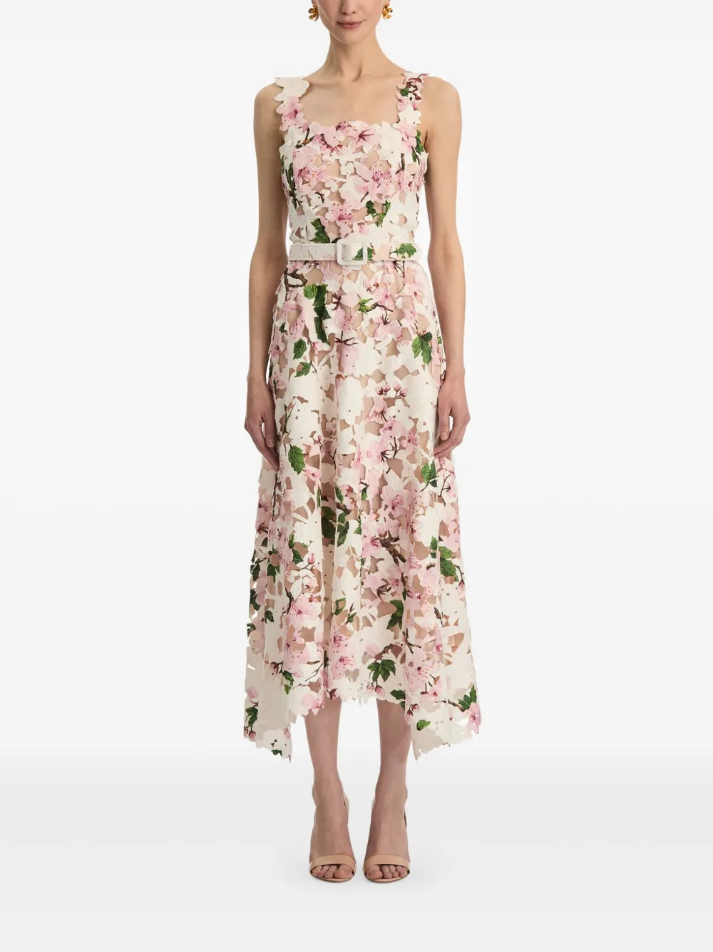 Oscar De La Renta Cherry Blossom Guipure Dress