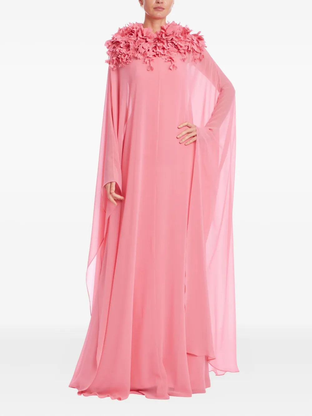 Badgley Mischka Floral Embellished Cape Dress