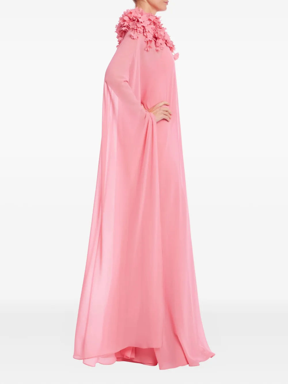 Badgley Mischka Floral Embellished Cape Dress