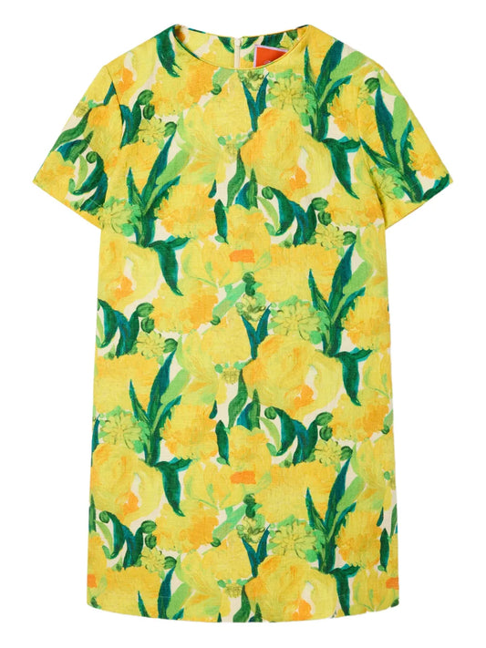 La Doublej Swing Lemon Print Shift Mini Dress