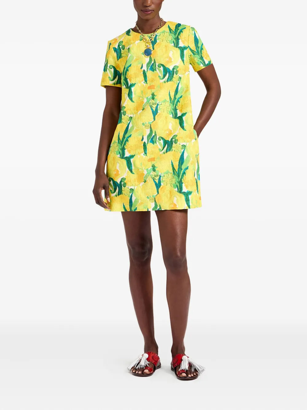 La Doublej Swing Lemon Print Shift Mini Dress