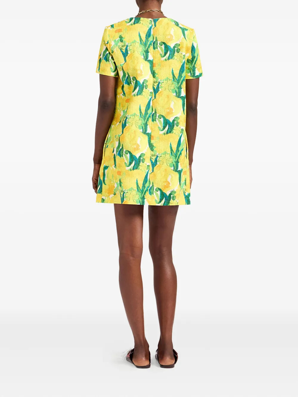 La Doublej Swing Lemon Print Shift Mini Dress