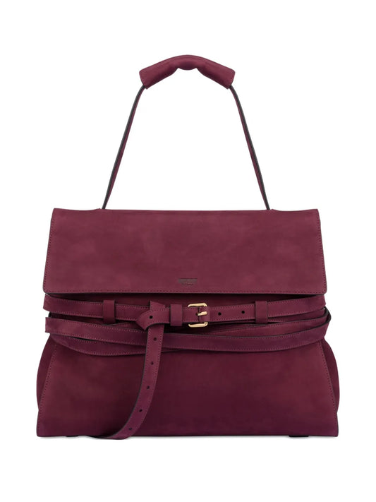 Moschino Medium Tie Me Suede Shoulder Bag
