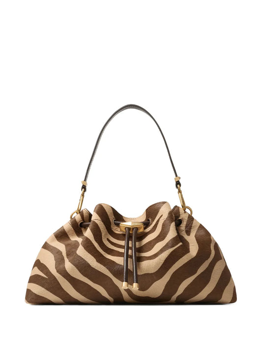 Jimmy Choo Medium Cinch Zebra Print Shoulder Bag