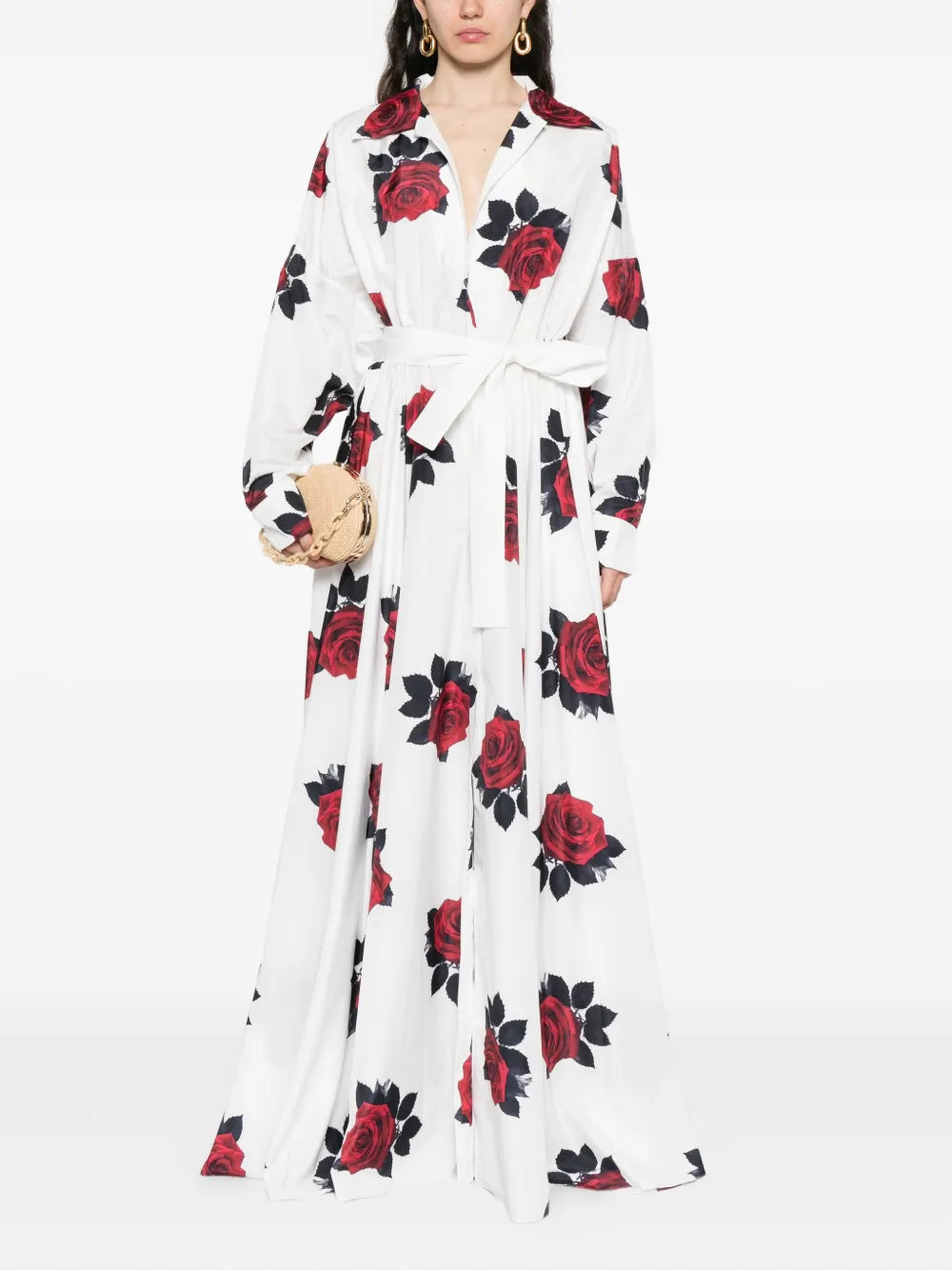 Norma Kamali Rose Print Maxi Dress