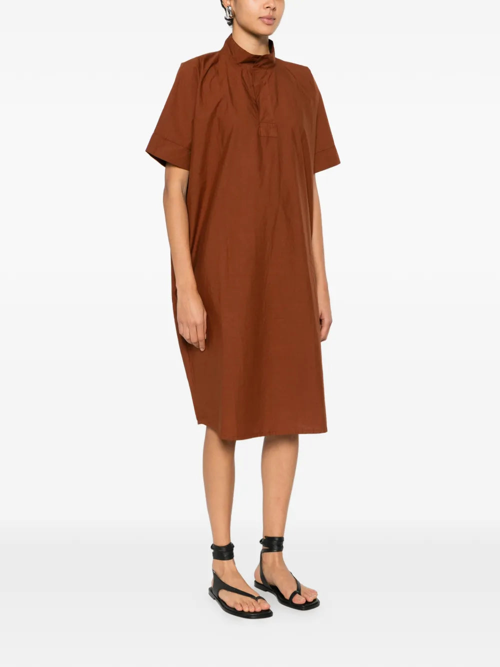 Labo Art Chiara Collared Short Sleeve Midi Dress