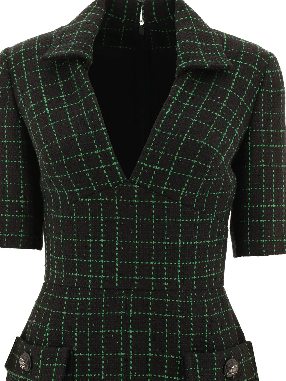 Elie Saab Check Pattern Tweed Dress