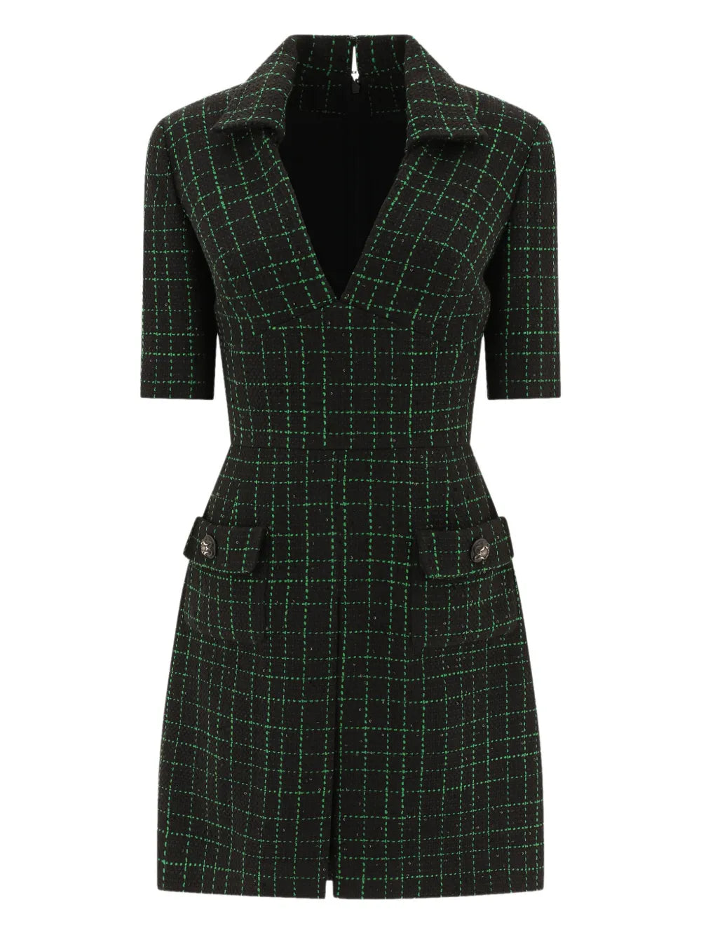 Elie Saab Check Pattern Tweed Dress